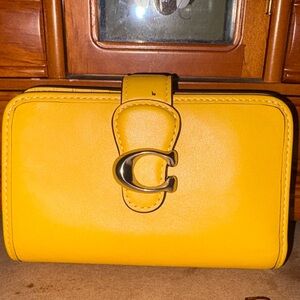 Coach Yellow Leather Wallet with Gold 'C' Hardware